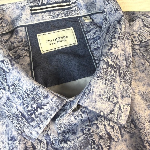 7 Diamonds Other - 7 Diamonds Button Down Shirt Mens XXL Blue 4-Way Stretch Short Sleeve EUC